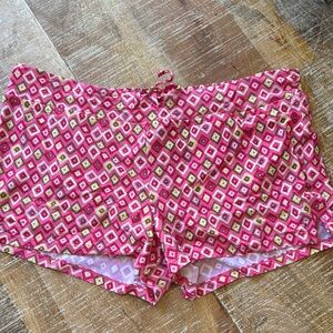 Athleta Pink and White Patterned Swim Shorts